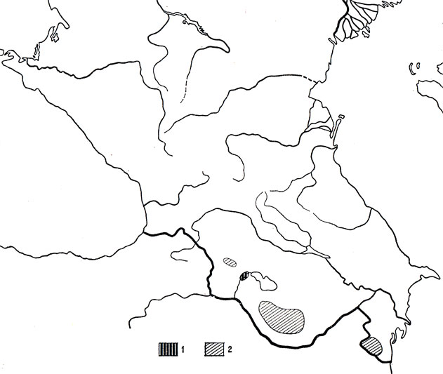 Карта 56. Европейский гологлаз (1), полосатый гологлаз (2) 