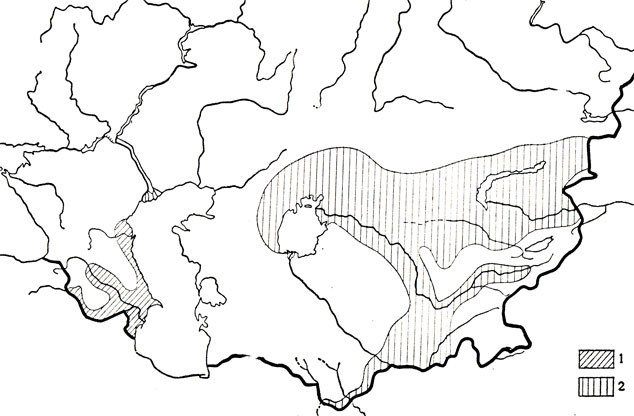 Карта 82. Западный удавчик (1), восточный удавчик (2)